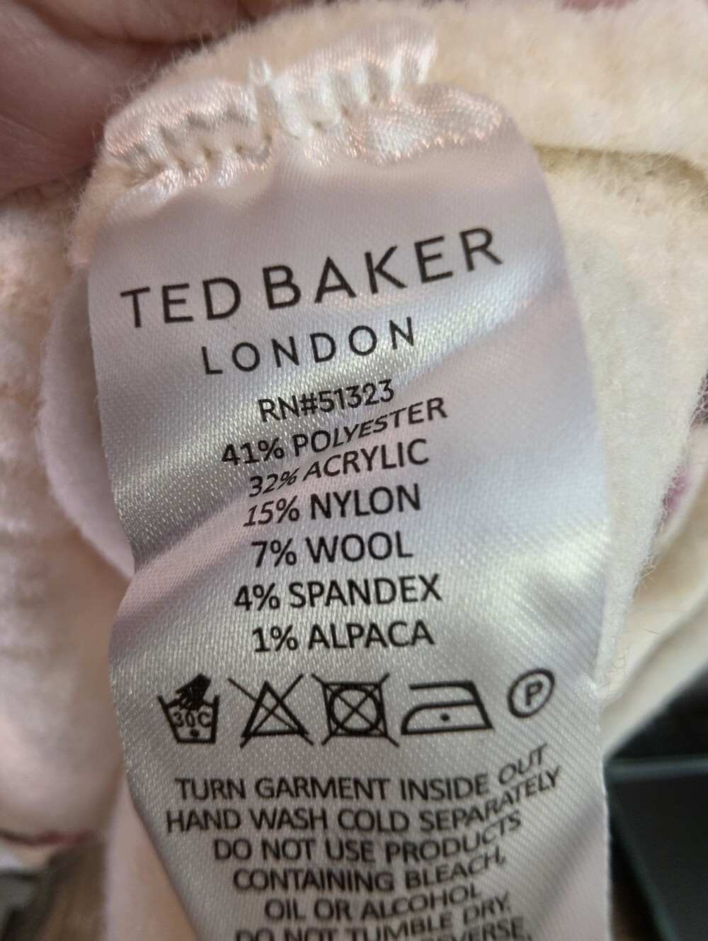 Ted Baker London Floral Fuzzy Knit Sweater XL Cream Pink NWT $175 MSRP - Picture 7 of 7
